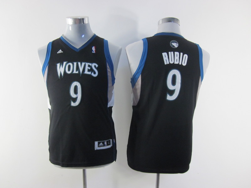  NBA Kids Minnesota Timberwolves 9 Ricky Rubio New Revolution 30 Swingman Youth Black Jersey